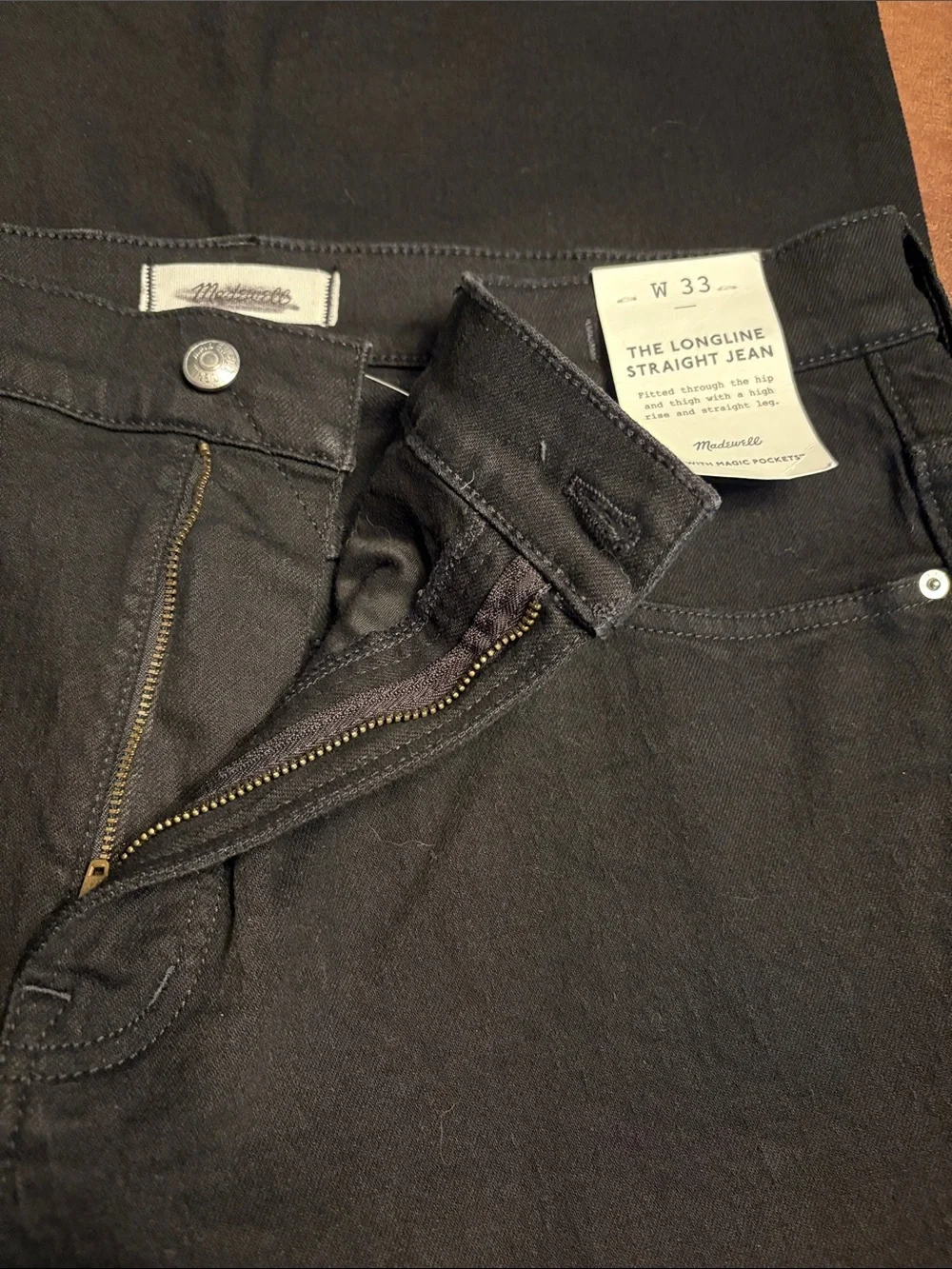 Madewell The Longline Straight Jean black Size 33 NWT